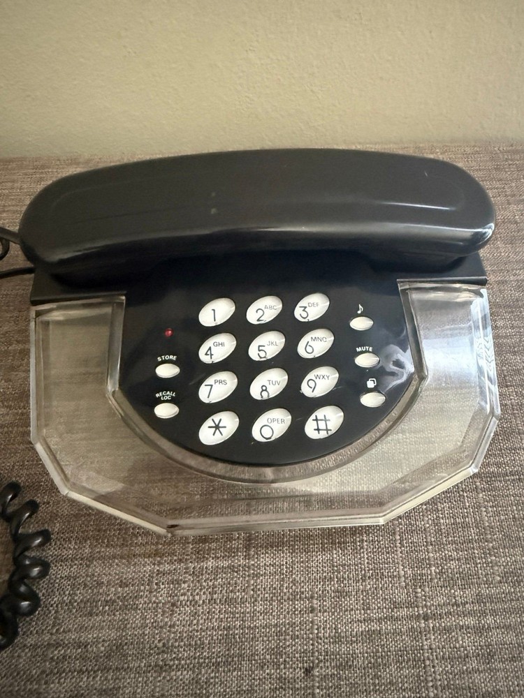 Vintage Tisonic model PT-61 Clear/Black Desk Telephone *Untested/Read*