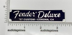 Fender Deluxe Corona Logo Case Badge Custom Made Black/Silver Aluminum w/ Screws