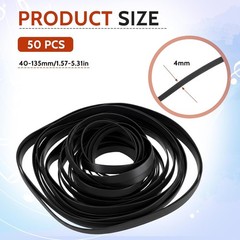 Cassette Player Belt Replacement 50pc Rubber Belts 4mm x 40-135mm