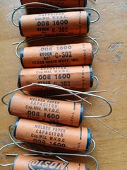 9 NOS Vintage Olson C-302 .008MfD 1600 Volt DC Molded Paper Capacitor Guitar Amp