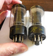 Match PAIR Sylvania 6L6GB Black Plate tubes…both test 48, minim is 25..date DD