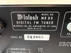 MCINTOSH MR80 FM TUNER – AS IS