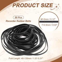 50Pcs Recorder Rubber Belts 40-135mm Mix Flat Cassette Tape Recorder(3mm Width)