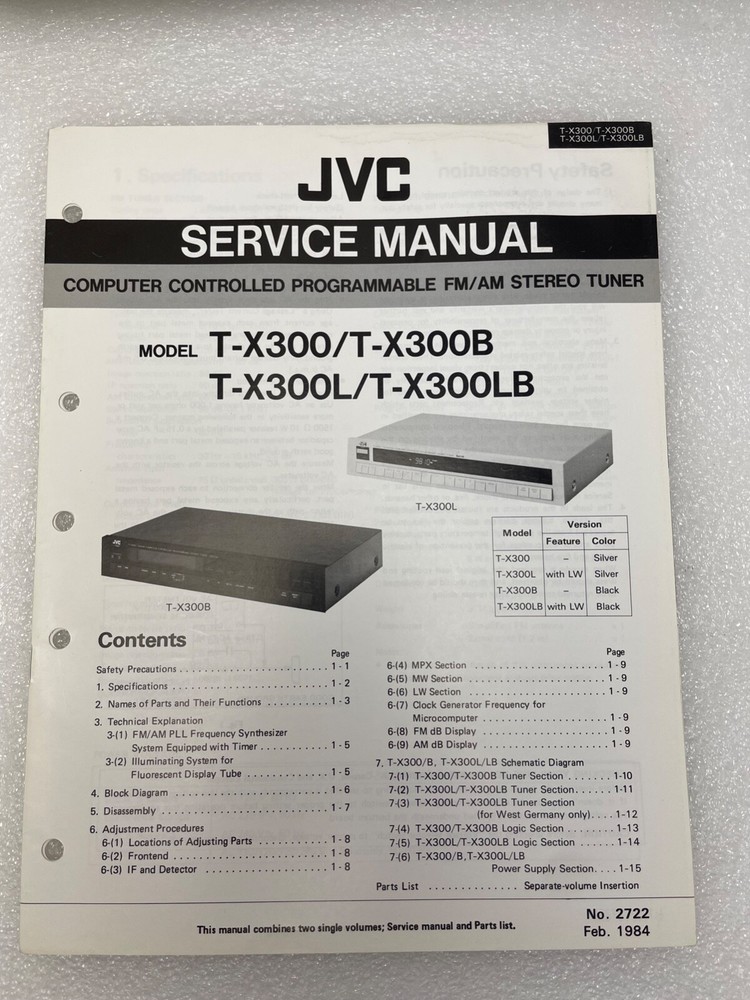 Original JVC T-X300 300L 300B 300BL ProgramablStereo Tuner Service Repair Manual