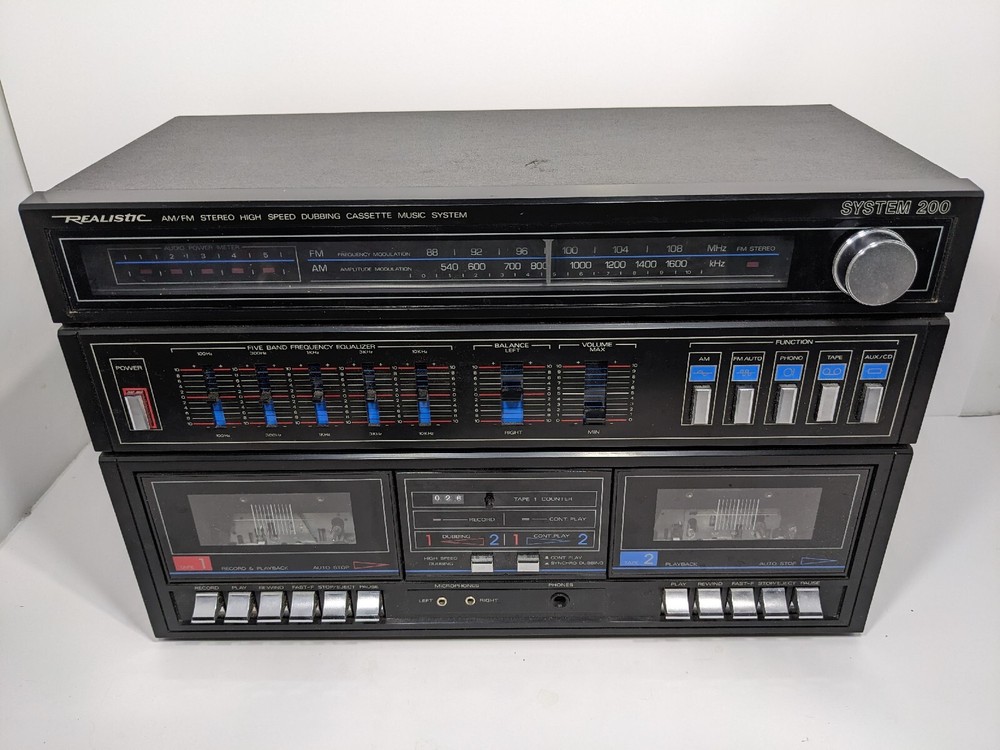 Realistic System 200 Model 13-1229 Dual Cassette Deck AM FM – Everything Works