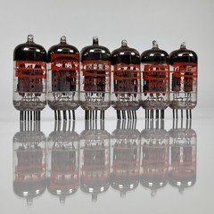 (Set of 6) Vintage Raytheon JAN-CRP 5814A 12AU7 Mil-Spec Tubes Black Plates