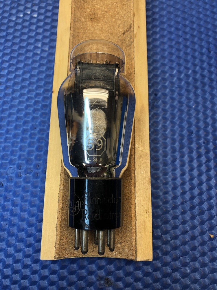 RCA CUNNINGHAM RADIOTRON TYPE 59 RADIO POWER AMPLIFIER VACUUM TUBE TESTED GOOD