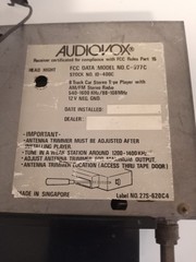 VTG Audiovox C-977 Vintage AM/FM 8 Track Stereo Radio Untested