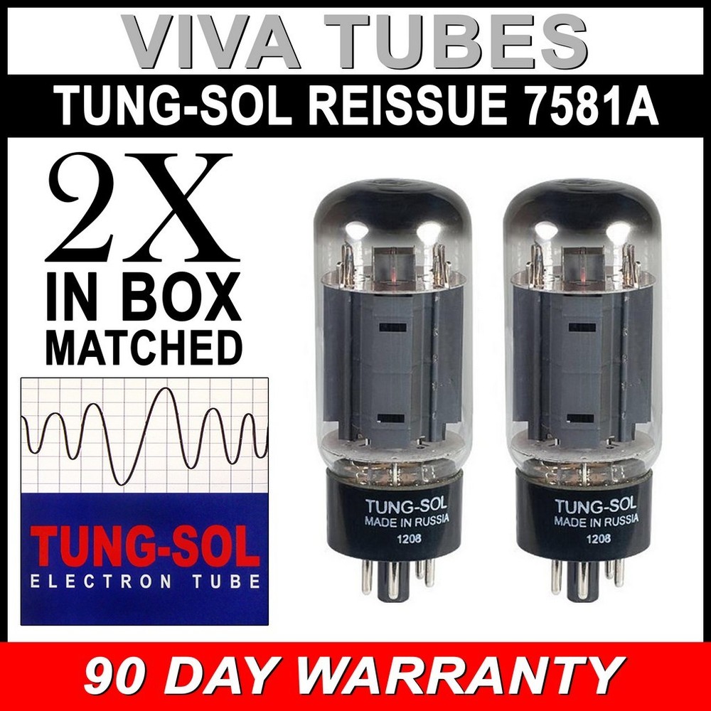 Brand New Tung-Sol Reissue 7581A KT66 Current Matched Pair (2) Vacuum Tubes