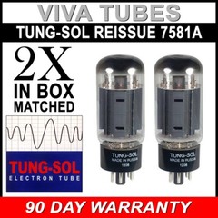 Brand New Tung-Sol Reissue 7581A KT66 Current Matched Pair (2) Vacuum Tubes