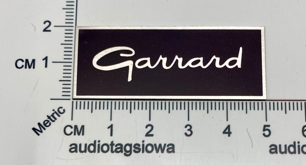 Garrard Badge Logo Custom Made Black & Silver Aluminum Self Stick