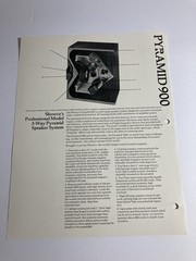 Showco Pyramid 900 3-way Pyramid Speaker System Specifications Sheet Vintage