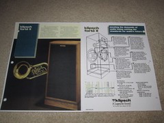 Klipsch Forte II Speaker Ad, 1989, 2 pages, Article, Info and Specs