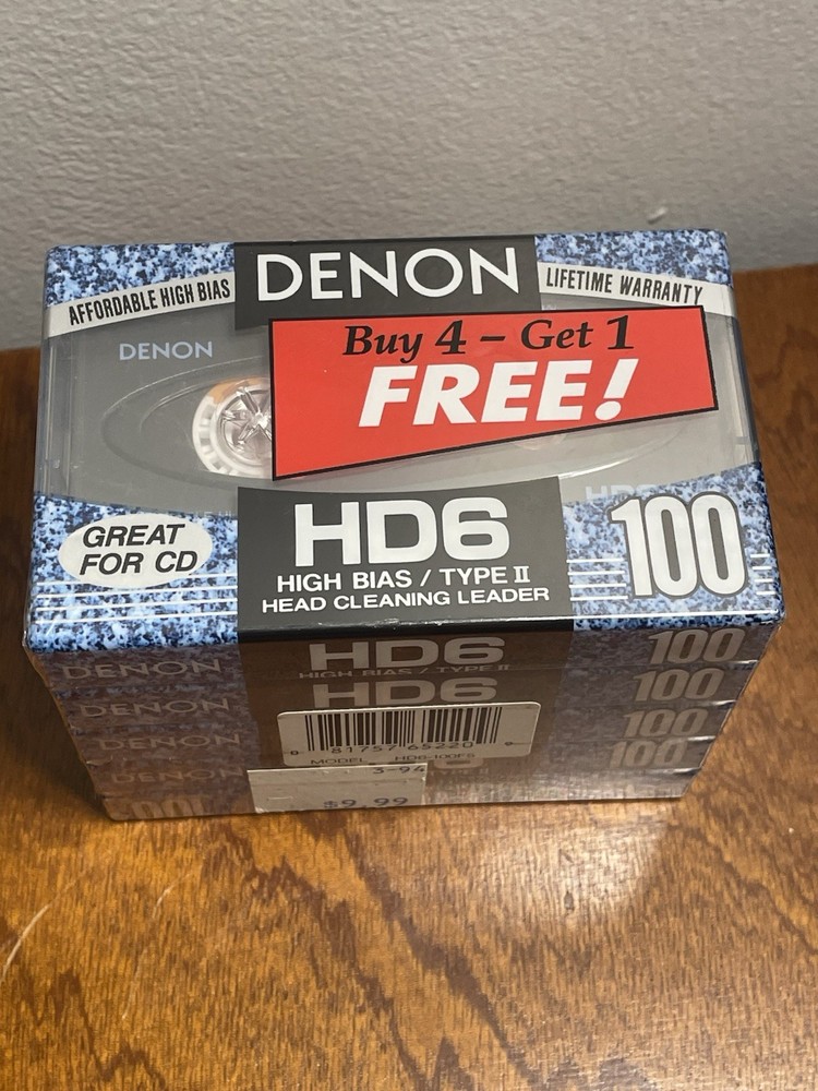 NOS Denon HD6 100 Minute Type II High Bias Blank Cassettes (5) Made in Japan