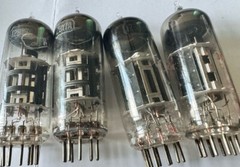 RCA NOS Pair 12BY7A Vacuum Tube Horseshoe D Getter Black Plates