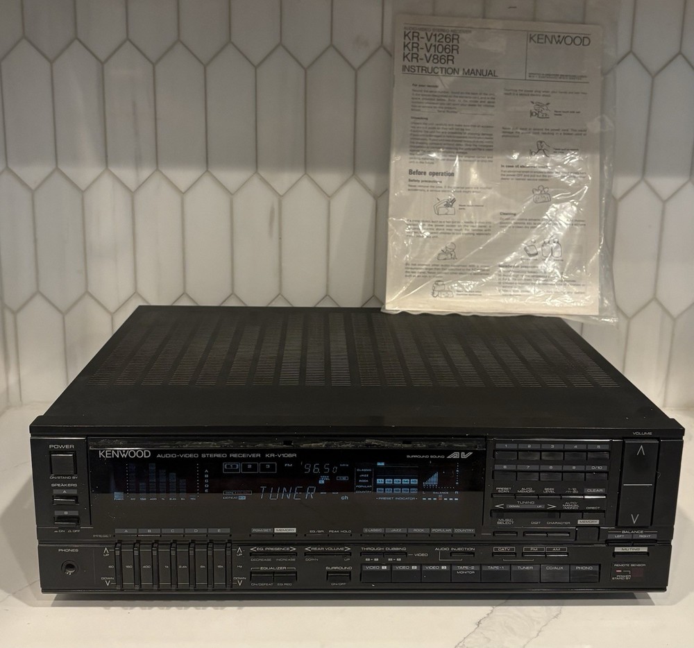 Vintage Kenwood KR-V106R Audio Video Receiver With Manual. See Video ▶️