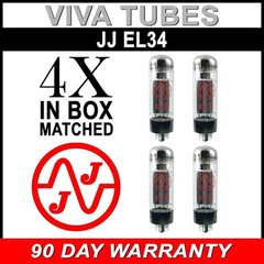 Brand New Matched Quad (4) JJ EL34 6CA7 Fully Tested Guaranteed Vacuum Tubes