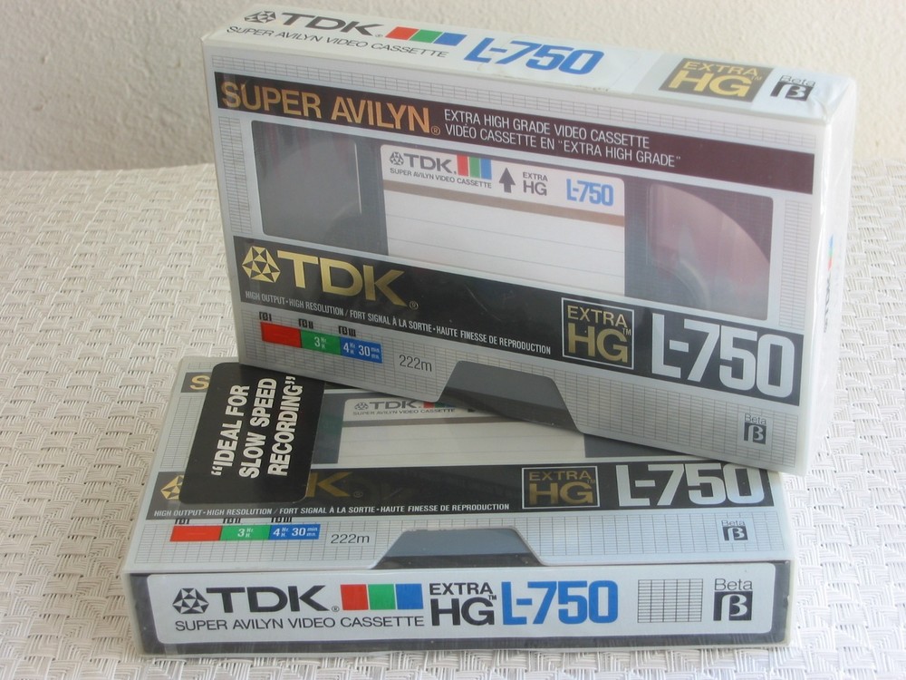 TDK BETA EXTRA-HG L-750 SUPER AVILYN VIDEO CASSETTE SEALED BLANK- LOT OF 2 TAPES