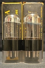 SYLVANIA 6SN7 GTB TUBE 1965 GREEN LABEL BLACK BASE CHROME TOP FOIL MATCHED SET