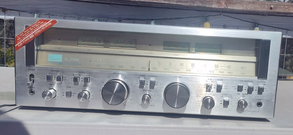 Sansui G-7500 Pure Power DC AM/FM Stereo Receiver Silver Face Wood Case