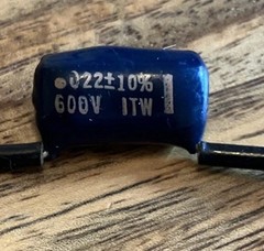 Vintage Fender Blue Molded 0.22uf 600V Capacitor Deluxe Reverb Amplifier Amp