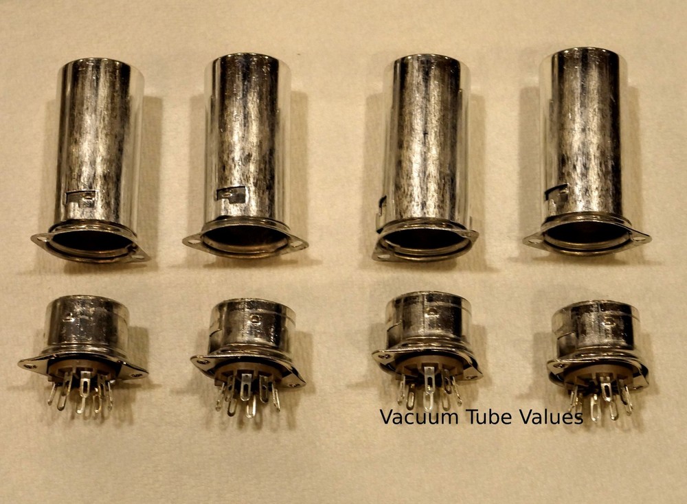 FOUR BELTON BRAND 9 pin Tube Sockets WITH SHIELD TOP MOUNT VT9-ST-C 4 PCS
