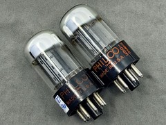 (2) Sylvania Philco 6SN7GTB Tubes Chrome Dome 3 Hole Black Plate Test Strong