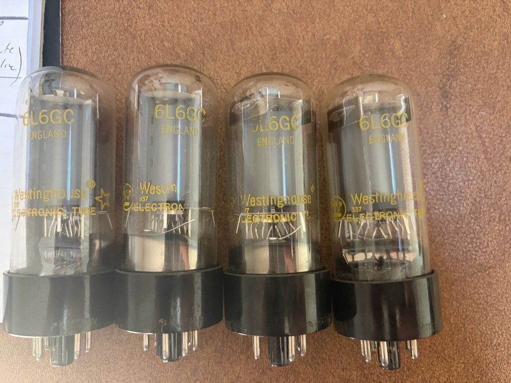 4 Vintage Westinghouse England 6L6GC Vacuum tubes. Quad Set. Tested!