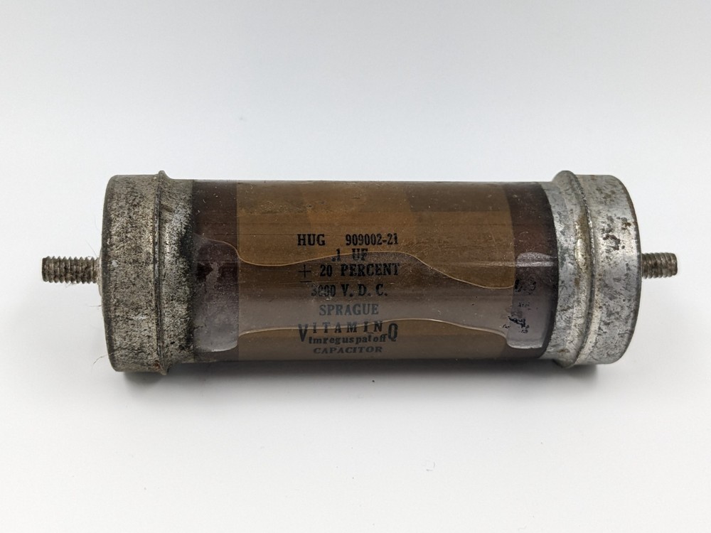 Sprague Vitamin Q Glass Sealed Capacitor .1 UF ±20% 3000 VDC