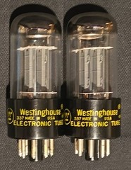 WESTINGHOUSE 6SN7 GTB TUBE 1963 TOUGH DOGS 2 HOLE GRAY PLATES MATCHING SET NIB