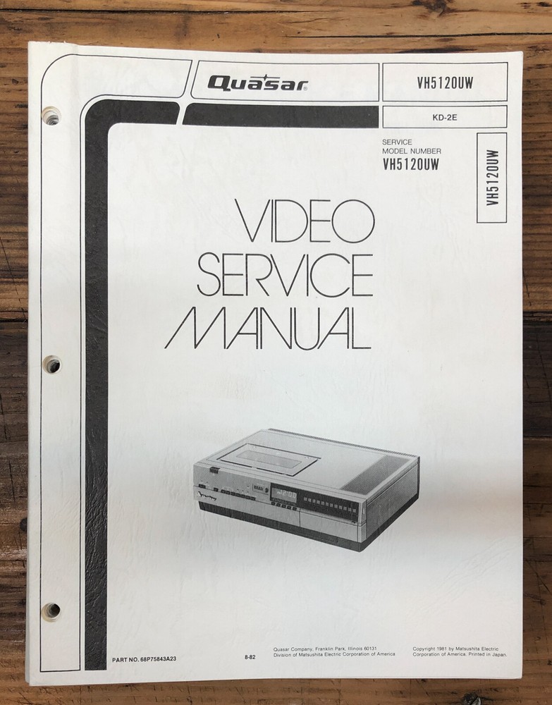 Quasar VH5120UW VH5120 UW VCR Service Manual *Original*