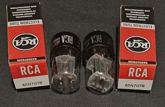 RCA 6SN7 GTB TUBE 1962 TOUGH DOGS 2 HOLE BLACK LADDER PLATES MATCHING SET