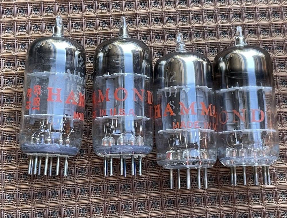 Quad Set (4) GE Hammond Short Grey Plate Top Halo 12AU7A 12AU7 Preamp Tubes