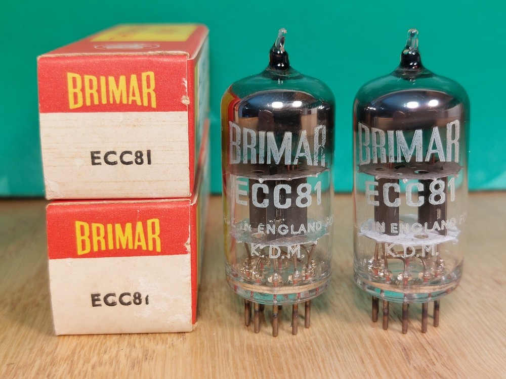 Pair of Brimar UK 12AT7 ECC81 NOS NIB Black Plate Vacuum Tubes