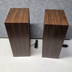 Vintage Sears Bookshelf Speakers Pair Walnut Woodgrain 16″ Tested Working