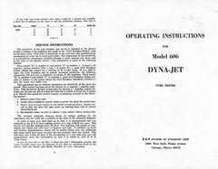 B&K Dyna-Jet Model 606 Tube Tester Manual Reprint + 100’s of Test Settings