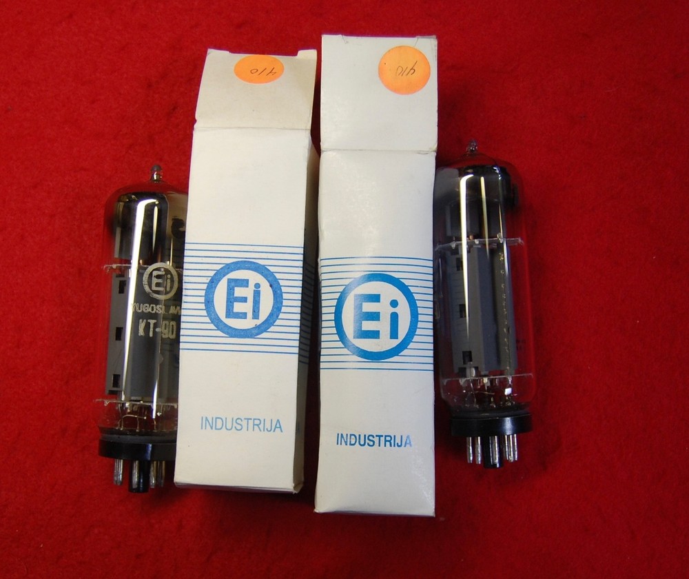 Ei Yugoslavia KT90 matched pair, NOS, OO getter, copper rods