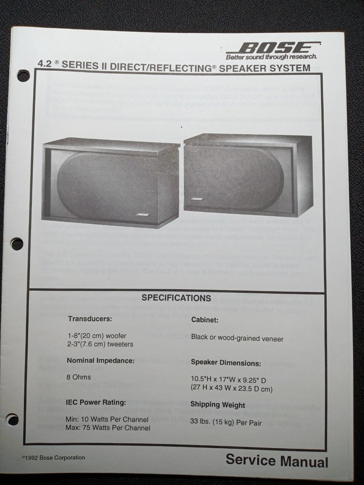 BOSE 4.2 Speakers Series II Service Manual Original