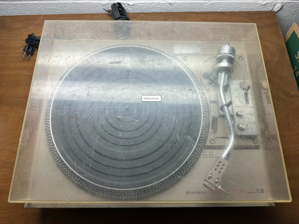 Pioneer PL-516 Turntable Record Player w/ Original Dust Cover Tested Works Read