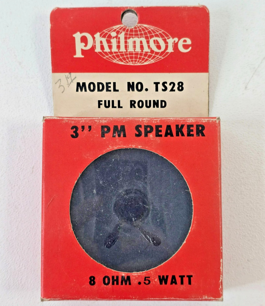 Vintage Philmore TS28 Round 3″ Replacement PM Speaker 8 Ohm .5 Watts