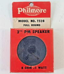 Vintage Philmore TS28 Round 3″ Replacement PM Speaker 8 Ohm .5 Watts