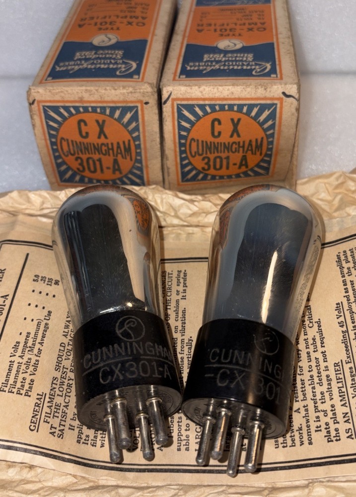Matched Pair RCA Cunningham CX301A Globe Vacuum Tube Amplitrex NOS New In Box