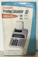 Aurora PR-100B 10-Digit Big Number LCD Screen AC/DC Portable Printing Calculator