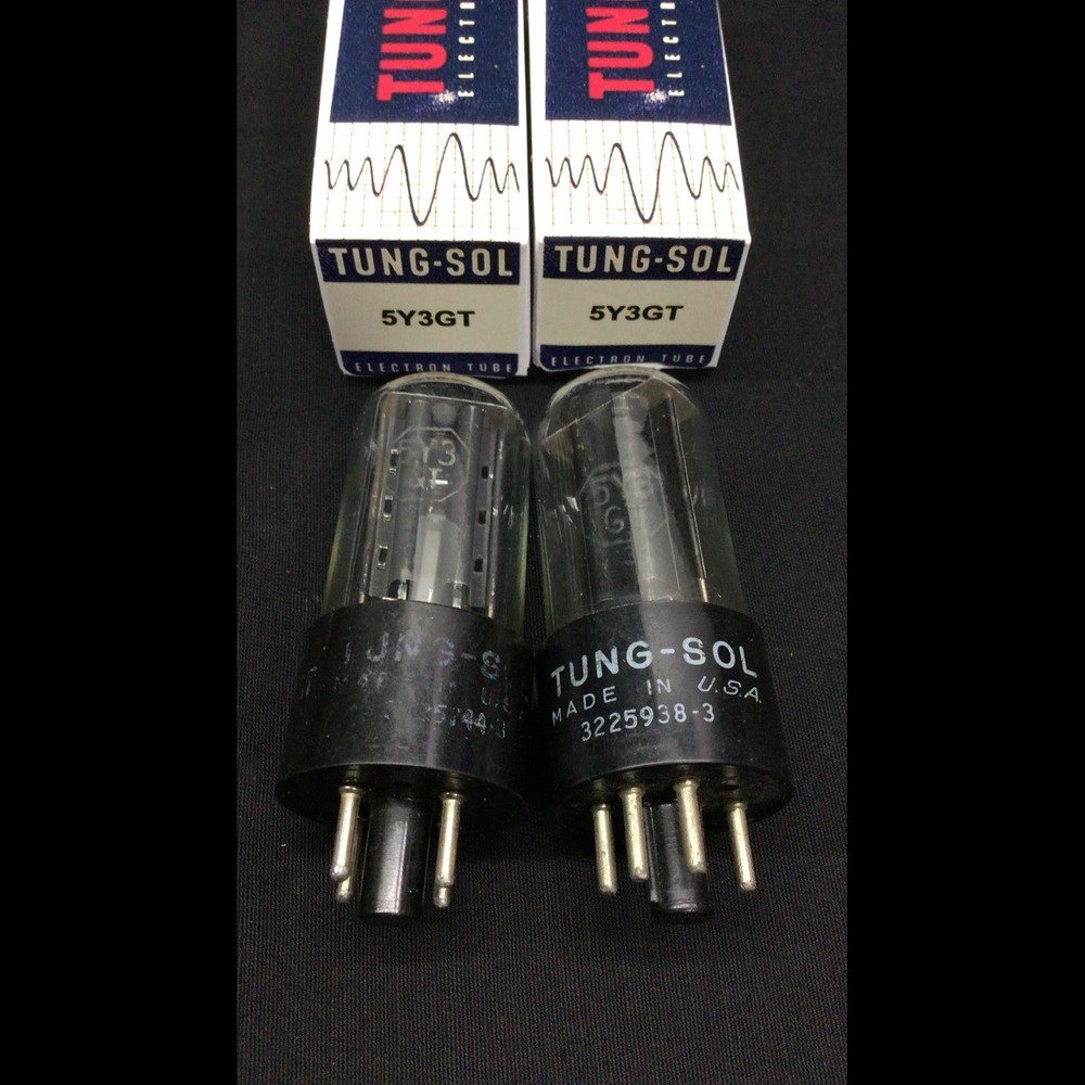 GREAT PAIR TUNG SOL 5Y3GT Black Plate D Getter Vintage VACUUM TUBES H.9164