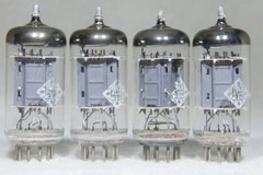 Matched Quad Telefunken ECC82/12AU7 Long Ribbed Plate Diamond Bottom 1956 Strong