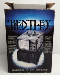 Vintage Bentley Portable 5″ Black &White TV Model 100C Retro Gaming Prop Display
