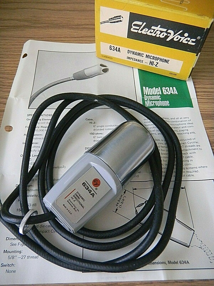 Vintage Electro-Voice 634A Microphone Dynamic Omnidirectional Hi-Z – 56 dB NOS