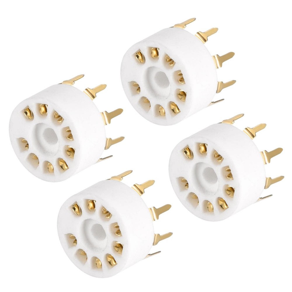 9pin Tube Socket Ceramics, PCB Tube Socket, Gold Plated for 12AX7 Tube 4pcs