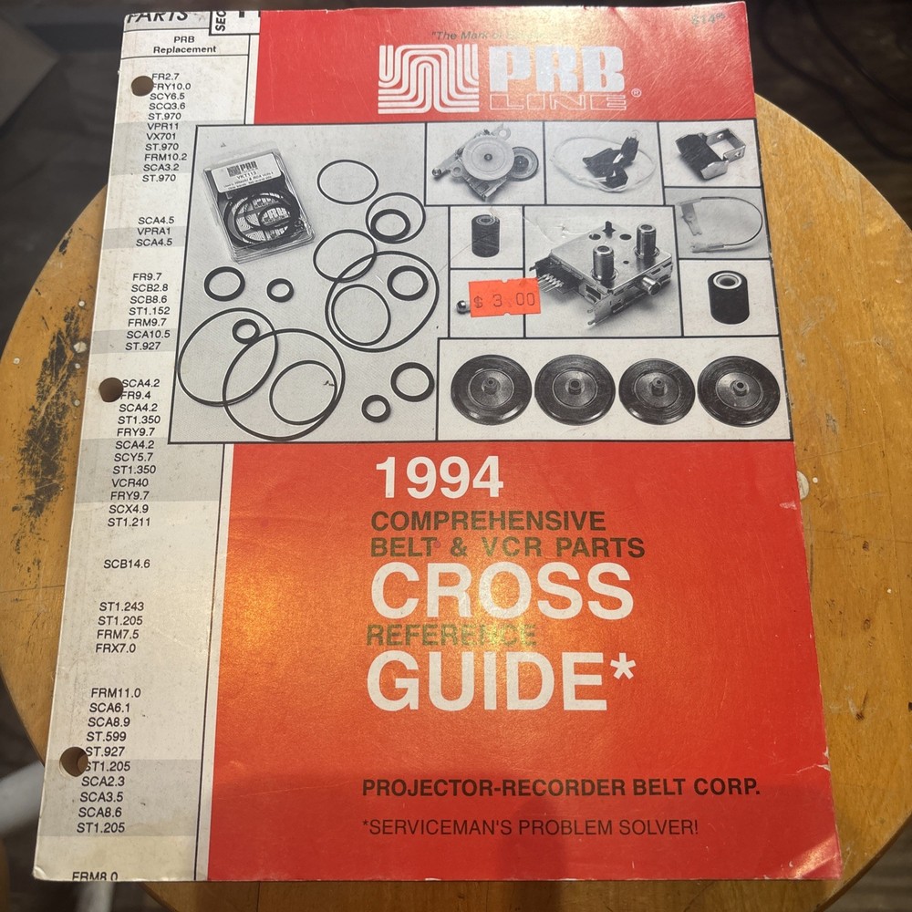 RARE 1994 PRB Line Comprehensive Belt and VCR Cassette Cross Reference Guide