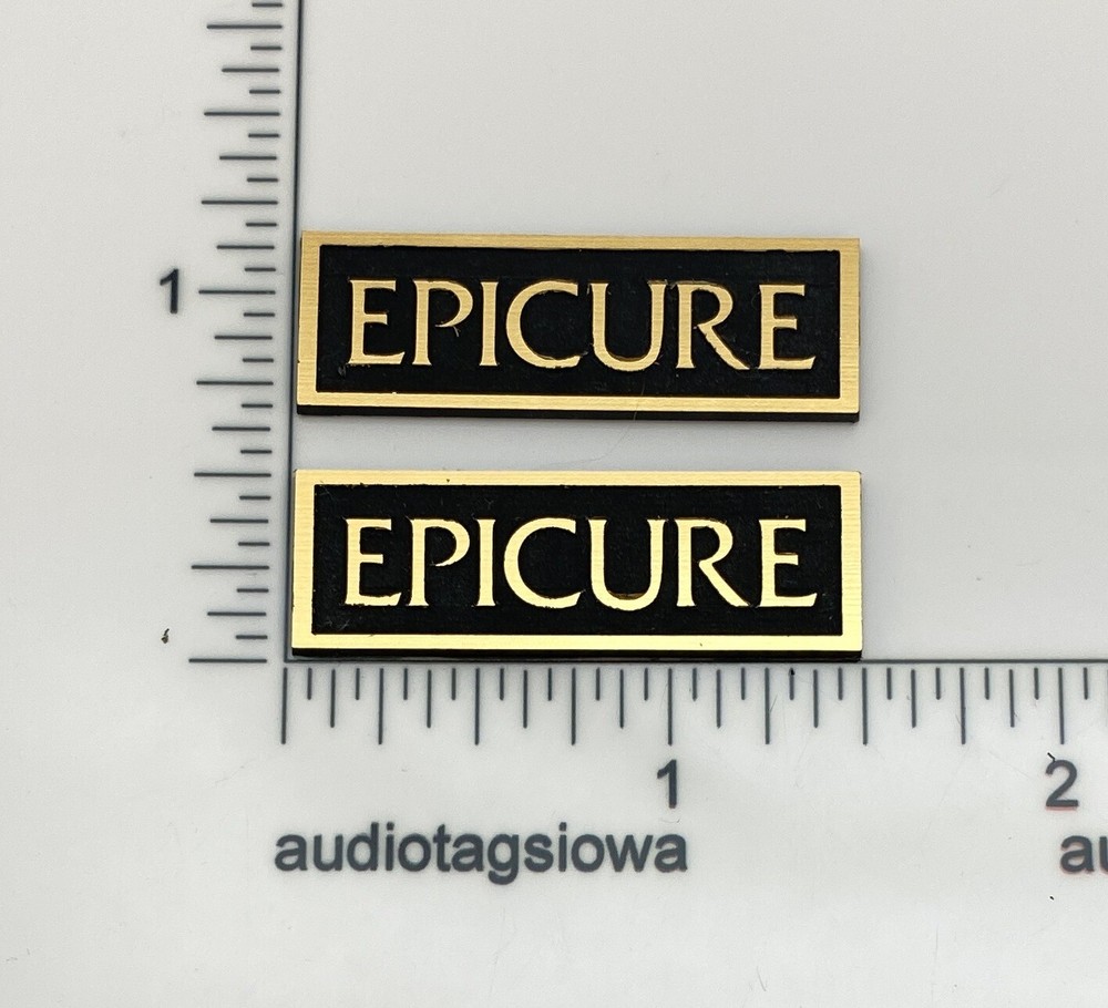 Epicure Speaker Badge Logo Emblem Custom Made Incised Gold Acrylic PAIR